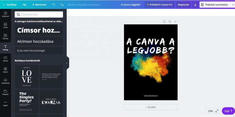 Szerkesztő felület